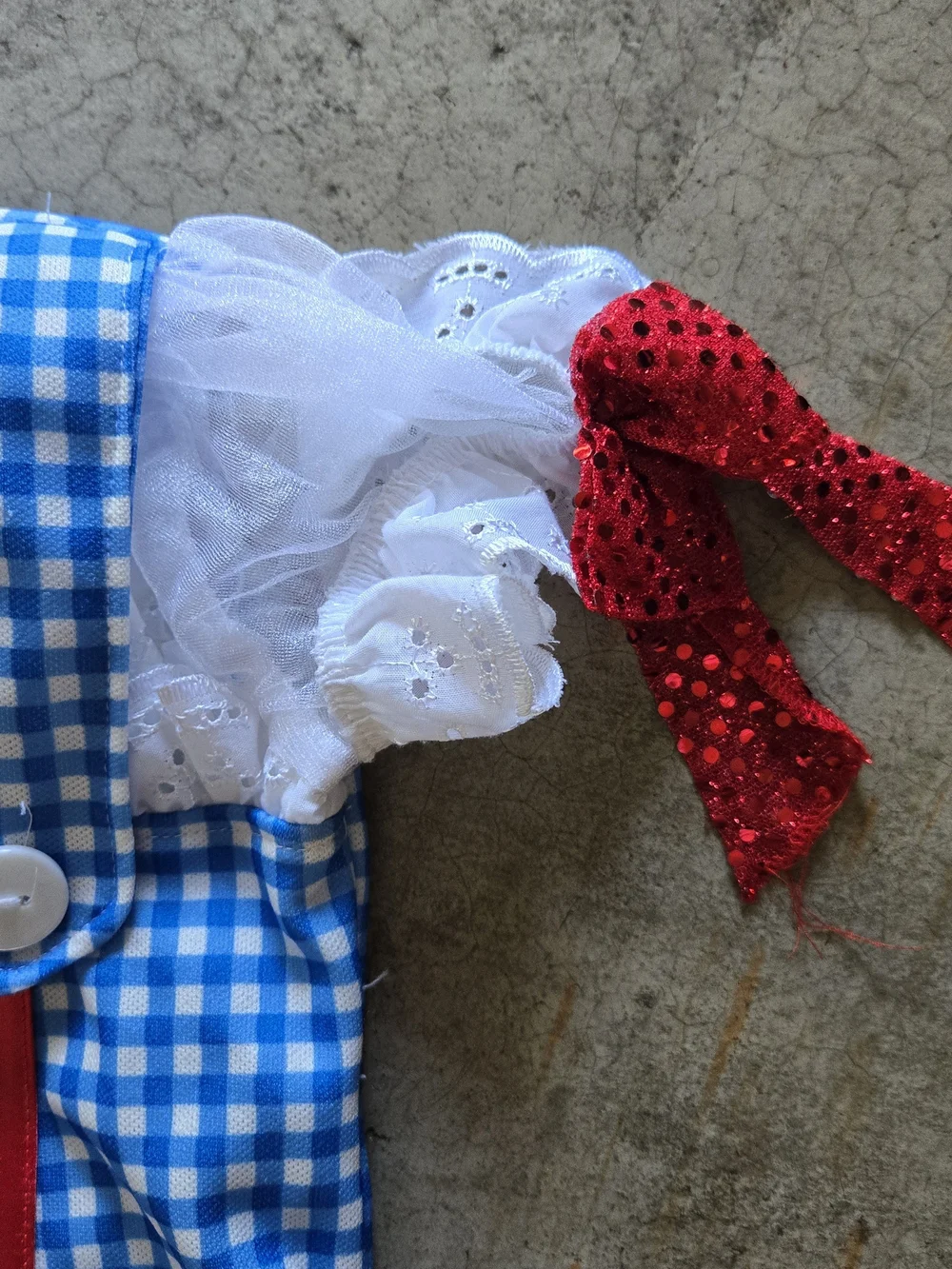 Vintage Girls Dorothy Gingham Kids Costume Dress with Red Accents 4T